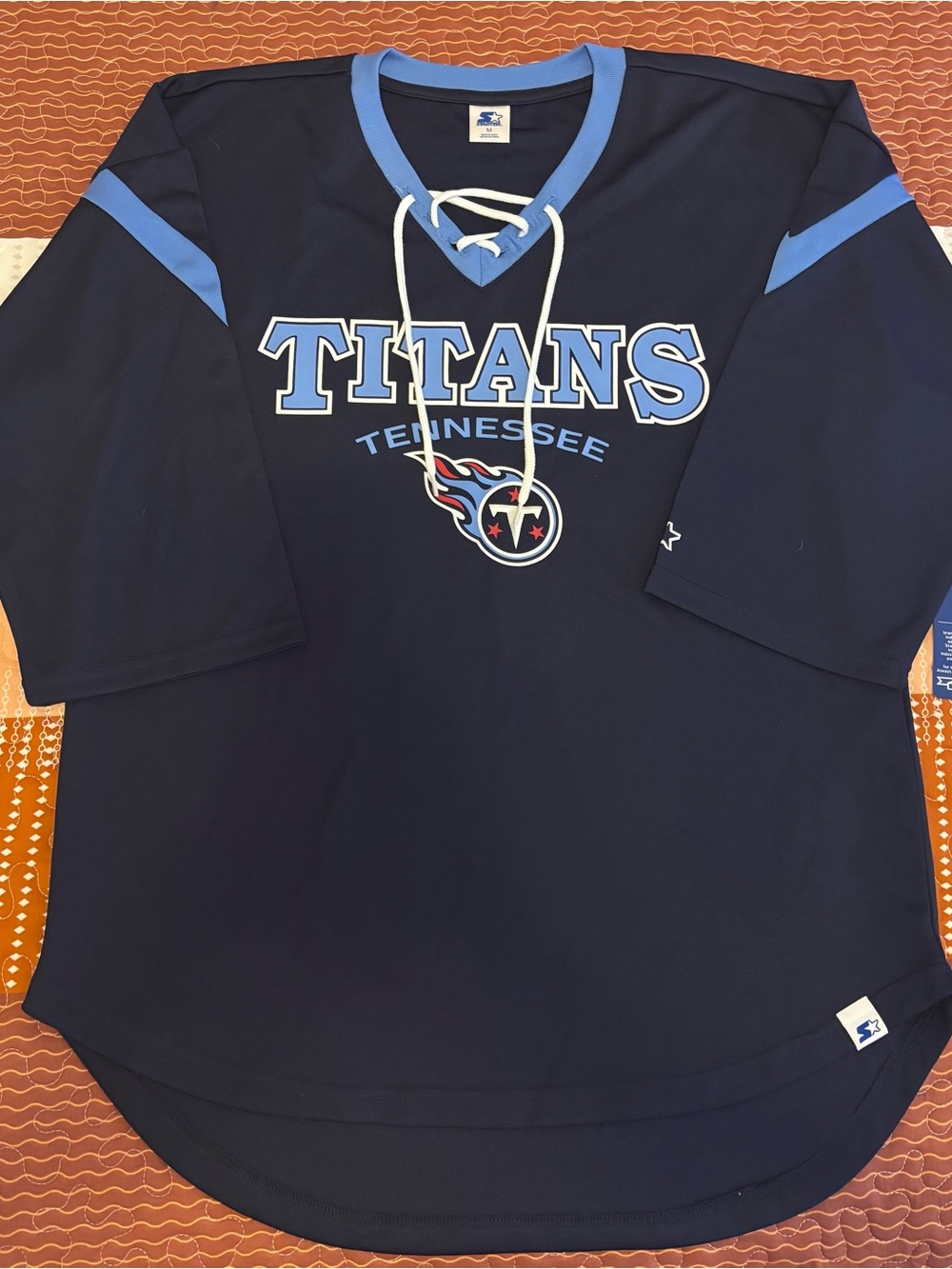 STARTER Tennessee Titans Navy and Light Blue Lace-Up Kids Jersey
